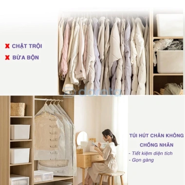 Túi hút chân không DOROTA chống nhăn không bơm, móc treo, tái sử dụng bảo quản áo 2