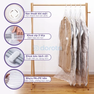 Túi hút chân không DOROTA chống nhăn không bơm, móc treo, tái sử dụng bảo quản áo 9