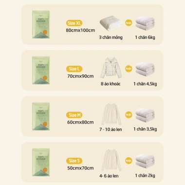 Túi Hút Chân Không ECOCO Đựng Quần Áo, Chăn Màn Dai, Tiết Kiệm Không Gian, Dùng Nhiều Lần