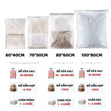 Túi Hút Chân Không ENODA HOME – Bảo Quản Quần Áo, Chăn Ga Nệm, Chống Bụi Nấm Mốc, 15.000đ 4