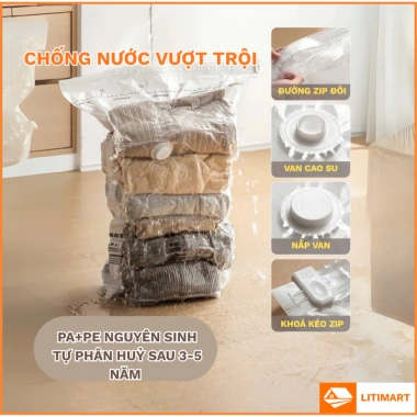 Túi hút chân không không đựng quần áo - Chống ẩm mốc, Giá chỉ 15.000 VNĐ 4 Túi hút chân không không đựng quần áo - Chống ẩm mốc, Giá chỉ 15.000 VNĐ 4
