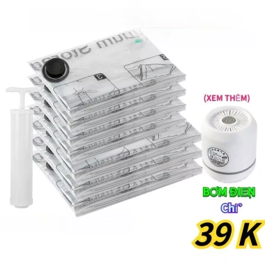 Túi hút chân không LivingHome PA-PE đựng quần áo, chăn gối, hút điện - Tiết kiệm không gian