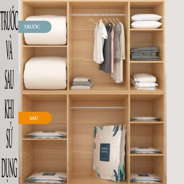 Túi hút chân không LOMO 2 lớp khóa zip – Đựng quần áo du lịch, không cần máy hút, giá 35.000₫