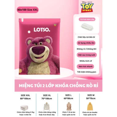 Túi hút chân không LOTSO TD66 - Bảo quản quần áo, chăn ga gấu dâu, chỉ 19.000 4