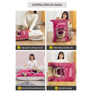 Túi hút chân không LOTSO TD66 - Bảo quản quần áo, chăn ga gấu dâu, chỉ 19.000 8