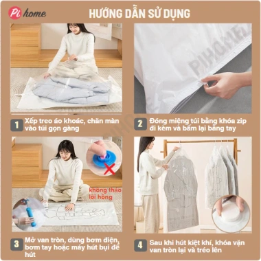 Túi hút chân không quần áo 5 móc treo - Bảo quản không nhăn, gọn tủ, chỉ 7.900₫ 3