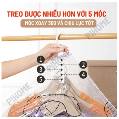 Túi hút chân không quần áo 5 móc treo - Bảo quản không nhăn, gọn tủ, chỉ 7.900₫ 4