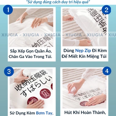 Túi Hút Chân Không Treo Váy và Áo Khoác XIUGIA Dày Dặn - 5 Lỗ Treo, Tùy Chọn Bơm Hút, Giá 52.000 VND