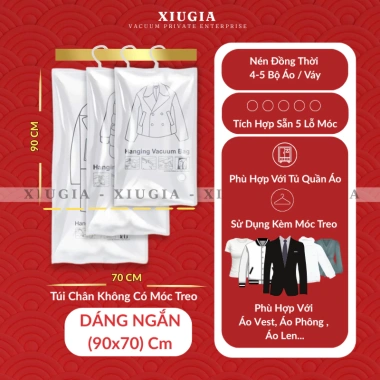 Túi Hút Chân Không Treo Váy và Áo Khoác XIUGIA Dày Dặn - 5 Lỗ Treo, Tùy Chọn Bơm Hút, Giá 52.000 VND