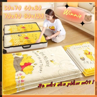 Túi hút chân không Winnie: Đựng quần áo, chăn gối trong suốt, Giá 16.400₫