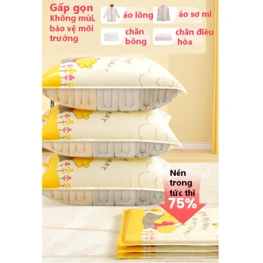 Túi hút chân không Winnie: Đựng quần áo, chăn gối trong suốt, Giá 16.400₫