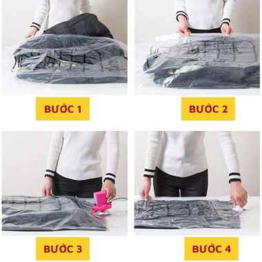Túi hút nén chân không + móc treo 360 chống nhăn, bảo vệ quần áo, chăn màn - Giá 15.000đ
