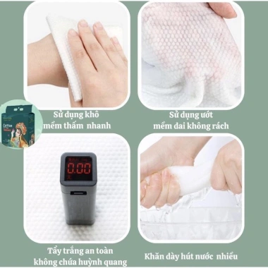 Túi khăn mặt khô dạng rút dùng 1 lần, không chất phụ da, 125 tờ 25x20cm - Giá 160k 3