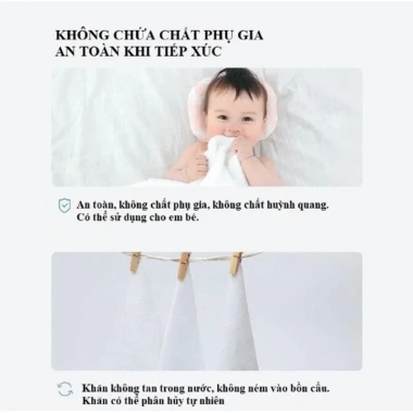 Túi khăn mặt khô dạng rút dùng 1 lần, không chất phụ da, 125 tờ 25x20cm - Giá 160k 5
