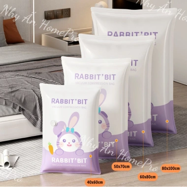 Túi Lẻ Hút Chân Không Nhiều Kích Thước Đựng Quần Áo Chăn Ga Hình Thỏ Tím 29.000₫