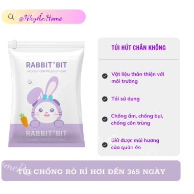 Túi Lẻ Hút Chân Không Nhiều Kích Thước Đựng Quần Áo Chăn Ga Hình Thỏ Tím 29.000₫