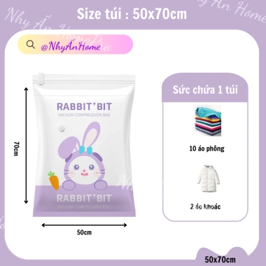 Túi Lẻ Hút Chân Không Nhiều Kích Thước Đựng Quần Áo Chăn Ga Hình Thỏ Tím 29.000₫