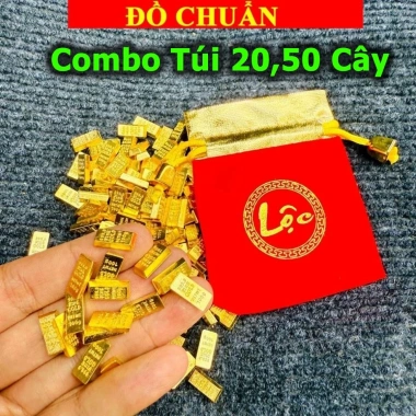 Túi Lộc Mini Cây Vàng 9.999 Combo 20/50 Thỏi - Phong Thủy Két Sắt Giá 7.420₫