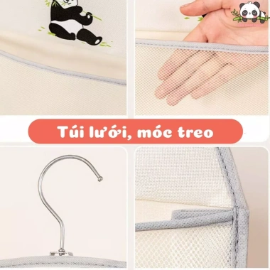 Túi Lưới 3 Tầng Treo Đồ Lót Tất Vớ Có Móc Gấp Gọn Giỏ Đựng Cá Nhân 3