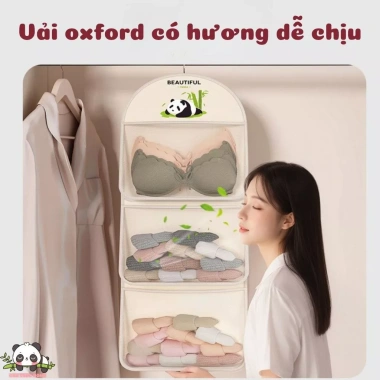 Túi Lưới 3 Tầng Treo Đồ Lót Tất Vớ Có Móc Gấp Gọn Giỏ Đựng Cá Nhân 9