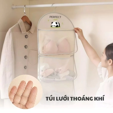 Túi lưới đa năng đựng đồ lót, tất vớ, móc treo tủ quần áo - tiện lợi, giá 21.000₫ 5