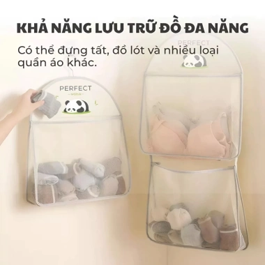 Túi lưới đa năng đựng đồ lót, tất vớ, móc treo tủ quần áo - tiện lợi, giá 21.000₫ 6
