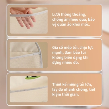 Túi Lưới Đa Ngăn 1-3 Ngăn Treo Móc Rộng, Đựng Quần Áo & Đồ Nhà Bếp Đa Năng 7