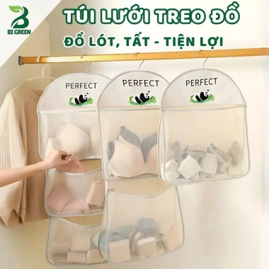 Túi lưới đựng đồ lót, gấu trúc treo 1-3 tầng - Tiện lợi, Giá chỉ 27.000₫