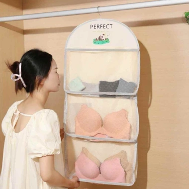 Túi lưới đựng đồ lót, tất vớ, họa tiết gấu trúc 3 ngăn - SA888, giá ưu đãi 27,190₫