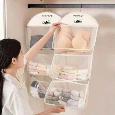 Túi lưới đựng đồ lót, tất vớ, họa tiết gấu trúc 3 ngăn - SA888, giá ưu đãi 27,190₫