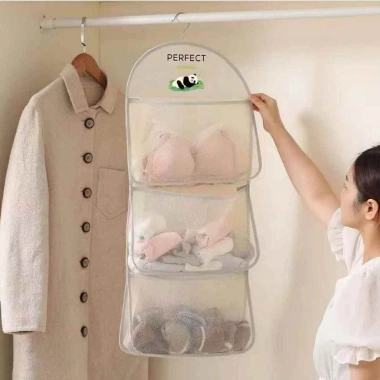 Túi lưới đựng đồ lót, tất vớ, họa tiết gấu trúc 3 ngăn - SA888, giá ưu đãi 27,190₫