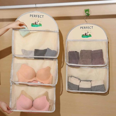 Túi lưới đựng đồ lót tất vớ treo tủ 3 ngăn họa tiết gấu trúc IP888 Giá ưu đãi 27.190 VND