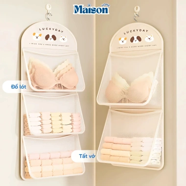 Túi Lưới Đựng Đồ Lót Tất Vớ Treo Tủ Quần Áo - Giỏ Đa Năng 1-2-3 Ngăn Gọn Gàng, 44k