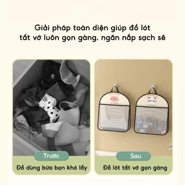 Túi Lưới Đựng Đồ Lót Tất Vớ Treo Tường - Giỏ Treo Có Quai Xách Nhỏ Gọn 17.000 VND