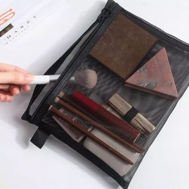 Túi Lưới Đựng Mỹ Phẩm Đen Có Khóa Kéo - OKDEALS Giá 27.000, Dành Cho Nữ 3