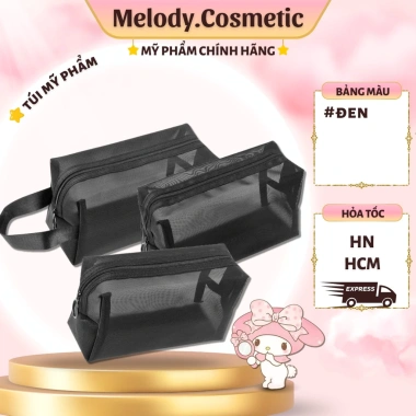 Túi Lưới Trơn Đựng Mỹ Phẩm MELODY.COSMETIC Cầm Tay Có Khóa - Dùng cho Makeup & Vệ Sinh