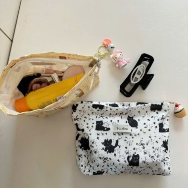 Túi make up T87 hình mèo dễ thương, sức chứa lớn, giá chỉ 34.000₫