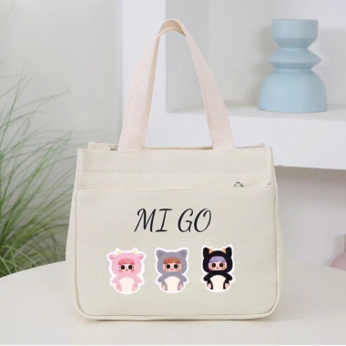 Túi mini canvas đa năng 2 trong 1 đựng cơm và mỹ phẩm siêu nhẹ, gọn gàng, có ngăn phụ - Giá chỉ 39.999đ 10