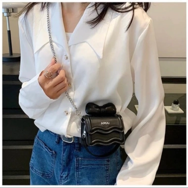 Túi mini đeo chéo in chữ NIE, nơ cute, phù hợp mẹ & bé - Giá 75.000 VND