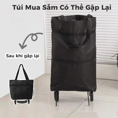 Túi mua sắm gập gọn bánh xe 360 chống thấm, kéo đẩy tiện lợi cho chợ và siêu thị, giá 47.040₫ 10
