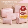 Túi mỹ phẩm du lịch da PU chống thấm nước, pastel màu, quai xách tiện lợi Hàn Quốc TMP47