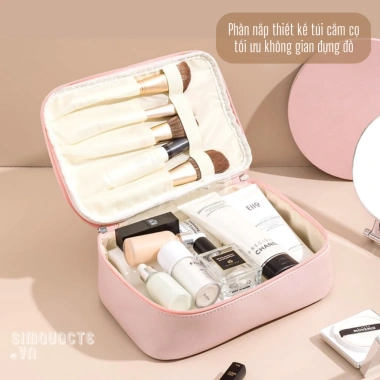 Túi mỹ phẩm du lịch da PU chống thấm nước, pastel màu, quai xách tiện lợi Hàn Quốc TMP47 2