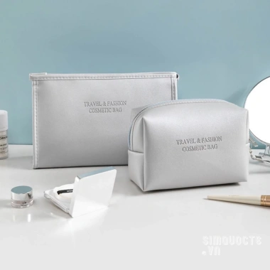 Túi mỹ phẩm du lịch da PU chống thấm nước, pastel màu, quai xách tiện lợi Hàn Quốc TMP47 8