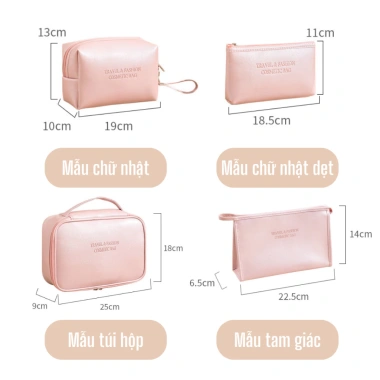 Túi mỹ phẩm du lịch da PU chống thấm nước, pastel màu, quai xách tiện lợi Hàn Quốc TMP47 9