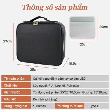 Túi mỹ phẩm LED tích hợp đèn sáng và gương phóng đại - Giao trong 24h, chỉ 349.000đ 2 Túi mỹ phẩm LED tích hợp đèn sáng và gương phóng đại - Giao trong 24h, chỉ 349.000đ 2