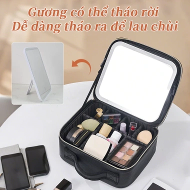 Túi mỹ phẩm LED tích hợp đèn sáng và gương phóng đại - Giao trong 24h, chỉ 349.000đ