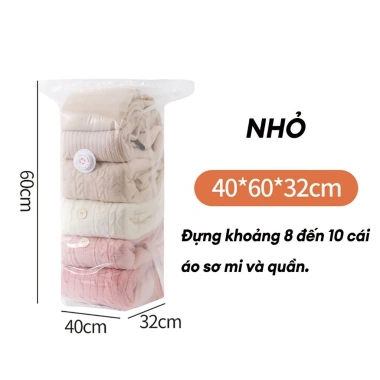 Túi nén chân không dày không cần bơm hút - Lưu trữ quần áo trong 3s, giá 20.400₫