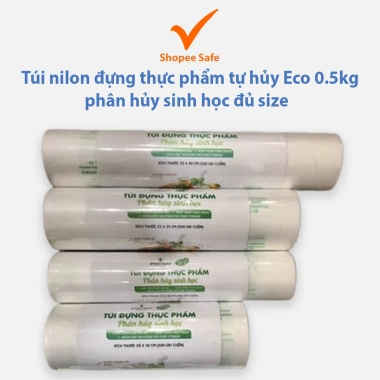 Túi nilon đựng thực phẩm tự hủy eco 0.5kg - Phân hủy sinh học cao cấp, giá 32.500₫