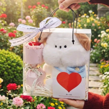 Túi set quà tặng gấu bông động vật kèm bó hoa, đèn LED, thiệp và giảm 20% sinh nhật Valentine 4