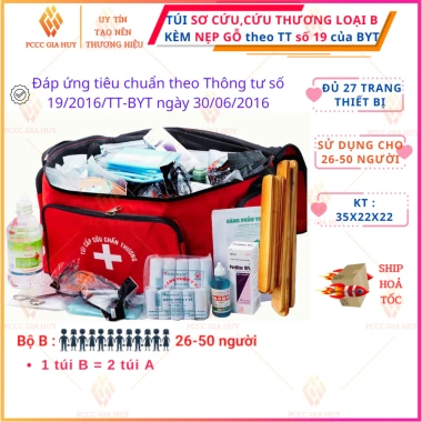 Túi Sơ Cứu Loại A,B,C kèm nẹp gỗ - Đầy đủ 27 trang thiết bị TT19 BYT, giảm giá 790k 2 Túi Sơ Cứu Loại A,B,C kèm nẹp gỗ - Đầy đủ 27 trang thiết bị TT19 BYT, giảm giá 790k 2